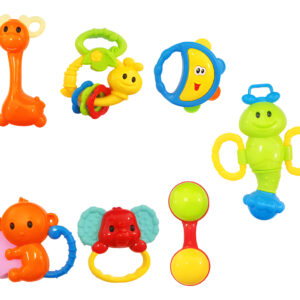 Sonajero Mordedor Estimulación Temprana Juguete Bebé X 7 Pc Multicolor Animales