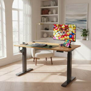 Escritorio Doble Motor Altura Ajustable Eléctrica 48 PuLG. Bamboo