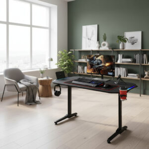 Oferta Escritorio Gamer Ergonómico Rgb Led 44 PuLG Mouse Pad Negro