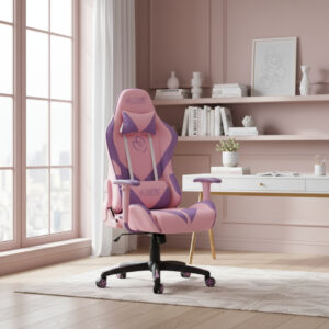 Silla Gamer Video Juegos Homall Rosada - Morada Rosa Cuero Sintético