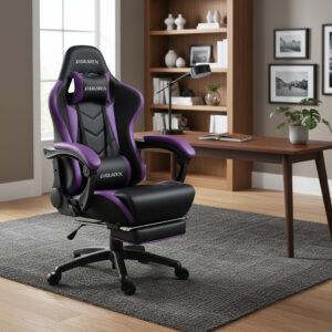 Silla Gamer Ergonomica Con Apoyapies E-sports Dowinx Morada Violeta Cuero Sintético