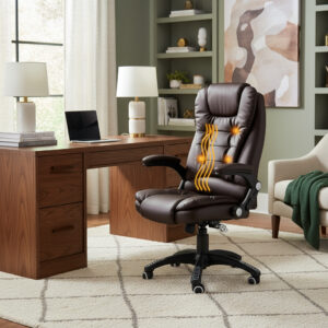 Silla Ejecutiva Masaje Calefacción Oficina Ergonómica Marron Marrón
