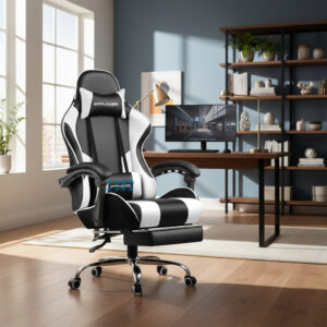 Silla Gamer Gaming Ergonomica Gtplayer Blanca Blanco Cuero Sintético