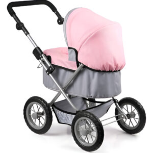 Coche Plegable Para Muñecas Realistas Reborn Con Bolso Color Gris/rosa