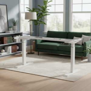 Bilbil Marco De Escritorio De Pie De Doble Motor, Base Blanc Blanco